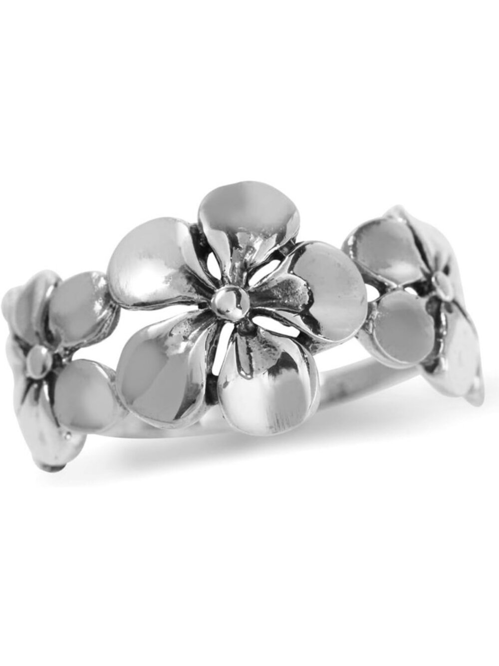 Antique Finish 11MM Yellow Gold Plated 925 Sterling Silver Plumeria Flower Ring
